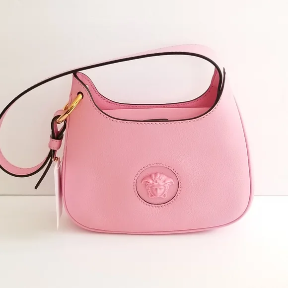 Versace La Medusa Convertible Leather Crossbody Bag Pink - Picture 2 of 11